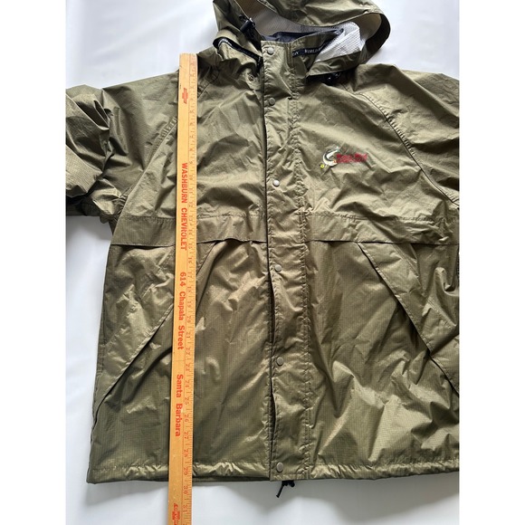 World Wide Sportsman Men's Large Green Ripstop Hooded Rain Jacket Windbreaker L - Picture 4 of 10